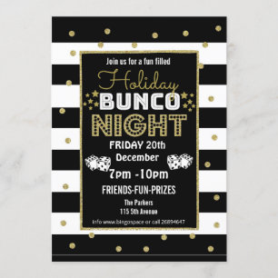 Invitation soirée bunco de vacances, soirée bunco événement P