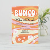 Invitation Soirée Bunco Groovy Mod entre Dames (Debout devant)