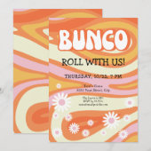 Invitation Soirée Bunco Groovy Mod entre Dames (Devant / Derrière)