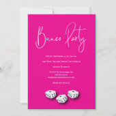 Invitation Soirée Bunco Rose Moderne et Blanc (Devant)