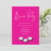 Invitation Soirée Bunco Rose Moderne et Blanc (Debout devant)