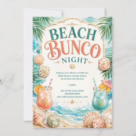 Invitation Soirée Bunco sur la Plage (Devant)