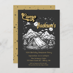 Invitation Soirée Camping Woodland fête d'anniversaire