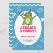 Invitation Soirée caricature de grenouille mignonne Anniversa (Devant / Derrière)