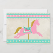 Invitation Soirée carrousel d'or rose Turquoise pour fille (Dos)