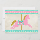 Invitation Soirée carrousel d'or rose Turquoise pour fille (Dos)
