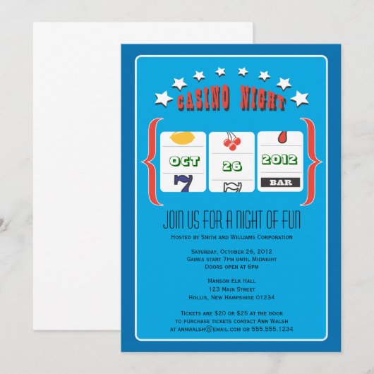 Invitation Soirée Casino (Devant / Derrière)