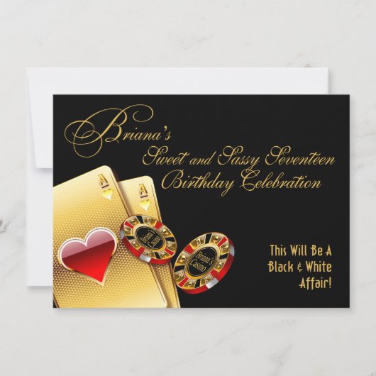 Invitation Soirée Casino Briana 17ème Anniversaire (Devant)