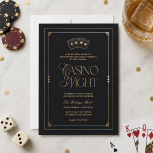 Invitation Soirée Casino Noir Or Art Déco