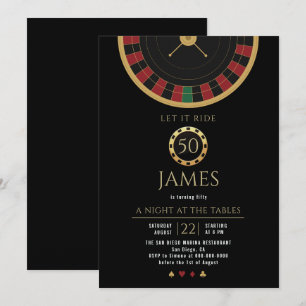 Invitation Soirée Casino Roulette Gold 50e Anniversaire Homme