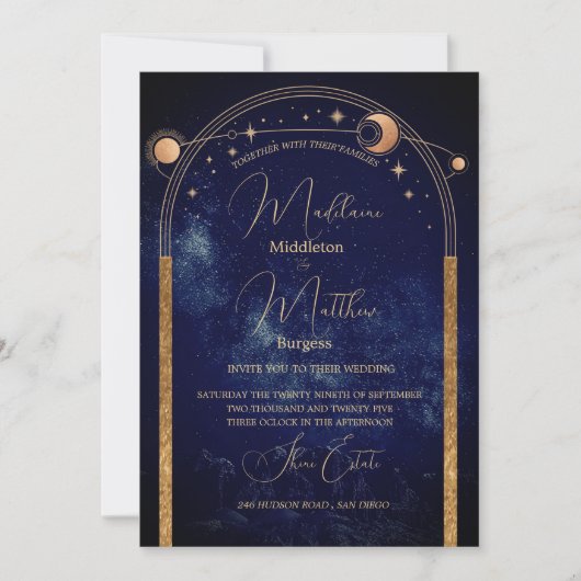 Invitation Soirée Céleste Chic Mariage élégant (Devant)