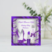 Invitation Soirée Champagne Glitter Violet Glamour (Debout devant)