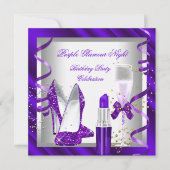 Invitation Soirée Champagne Glitter Violet Glamour (Devant)