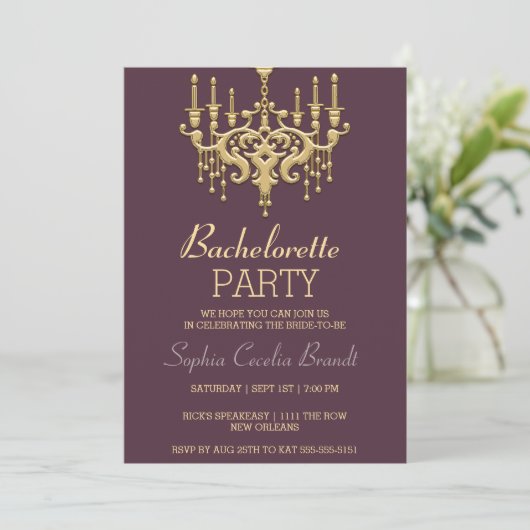 Invitation Soirée Chandelier Gold (Debout devant)