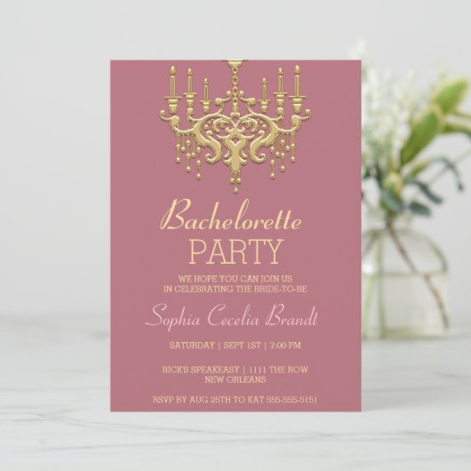 Invitation Soirée Chandelier Gold (Debout devant)