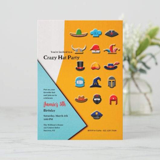 Invitation Soirée Chapeau Fou (Debout devant)