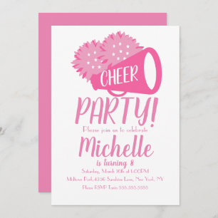 Invitation Soirée Cheerleader Anniversaire rose
