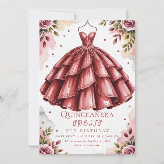 Invitation soirée chic bordeaux (Devant)