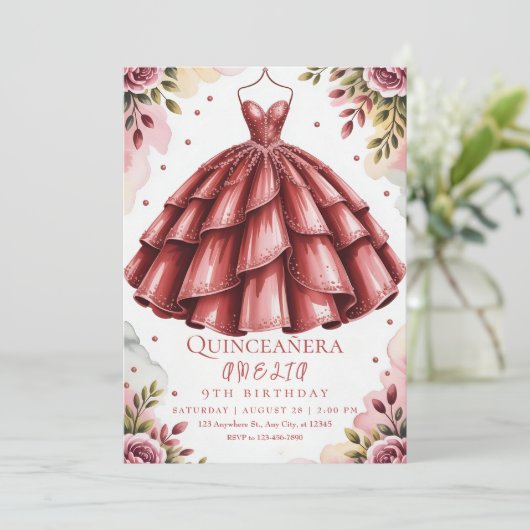 Invitation soirée chic bordeaux (Debout devant)