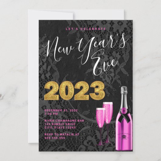 Invitation Soirée Chic du Nouvel An (Devant)