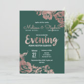 Invitation Soirée Chic Emerald Green Rose Gold Floral (Debout devant)
