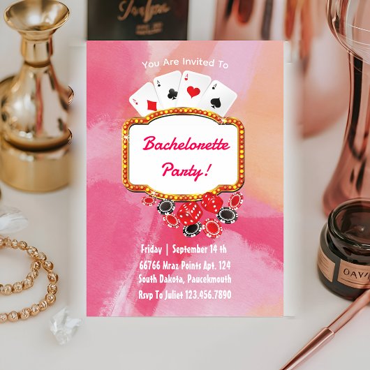 Invitation soirée chic Las Vegas rose bachelorette week-end