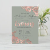 Invitation Soirée Chic Sage Green Rose Gold Floral (Debout devant)