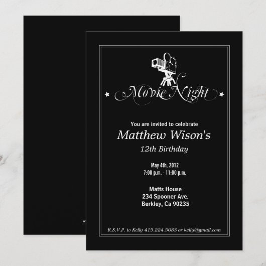 Invitation Soirée cinéma (Devant / Derrière)