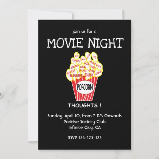Invitation Soirée cinéma au pop-corn (Devant)