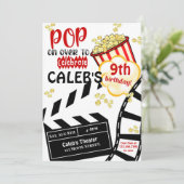 Invitation Soirée cinéma|Cinéma|Popcorn| Fête d'anniversaire (Debout devant)