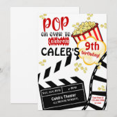 Invitation Soirée cinéma|Cinéma|Popcorn| Fête d'anniversaire (Devant / Derrière)
