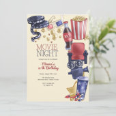 Invitation Soirée cinéma d'anniversaire (Debout devant)