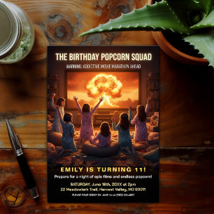 Invitation Soirée cinéma d'anniversaire de la team Popcorn