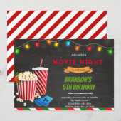 Invitation soirée cinéma de Noël fête d'anniversaire (Devant / Derrière)