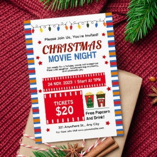 Invitation Soirée cinéma de Noël mignonne