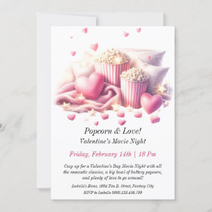 Invitation Soirée cinéma de Valentine sur mesure - Popcorn