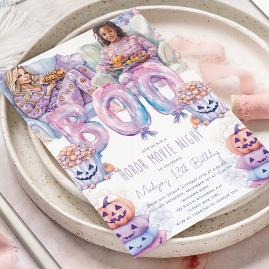 Invitation Soirée cinéma d'horreur Halloween Fête de bois