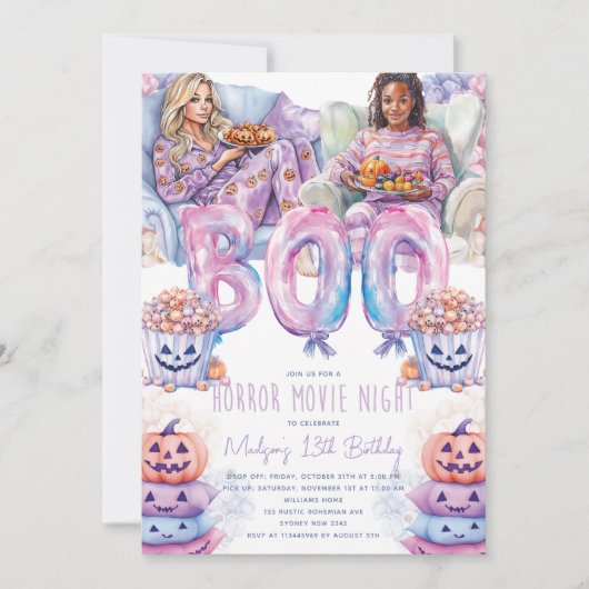 Invitation Soirée cinéma d'horreur Halloween Fête de bois (Devant)