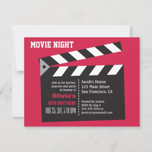 Invitation Soirée Cinéma du Conseil d'Administration Fête d'A (Devant)