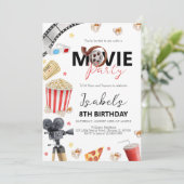 Invitation Soirée cinéma fête d'anniversaire (Debout devant)
