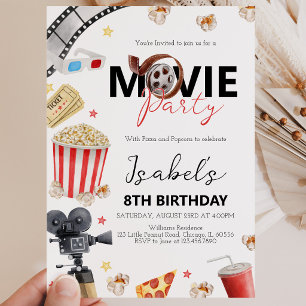 Invitation Soirée cinéma fête d'anniversaire