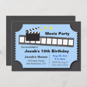 Invitation Soirée cinéma, fête d'anniversaire (Devant / Derrière)