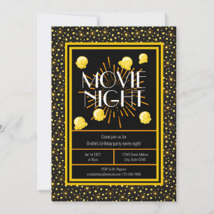 Invitation Soirée cinéma fête d'anniversaire - Firework Popco