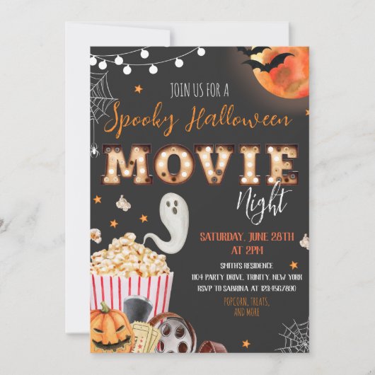 Invitation Soirée cinéma Halloween (Devant)