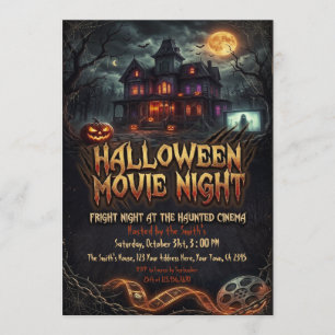 Invitation Soirée cinéma Halloween Maison hantée
