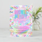 Invitation Soirée cinéma Pajama Pastel Rainbow Anniversaire P (Debout devant)