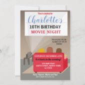 Invitation Soirée cinéma pour enfants Fête d'anniversaire Cin (Devant)