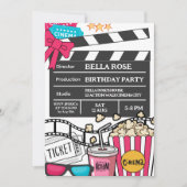 Invitation Soirée Cinéma pour l'anniversaire des filles (Devant)