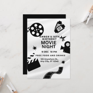 Invitation "Soirée cinéma pour les 16 ans sucrés