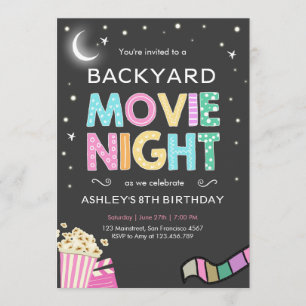 Invitation Soirée cinéma sous l'invitation d'anniversaire